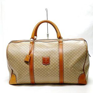 CELINE Boston Bag MACADAM Beige PVC  LEATHER INTERIOR SERIAL(M10)